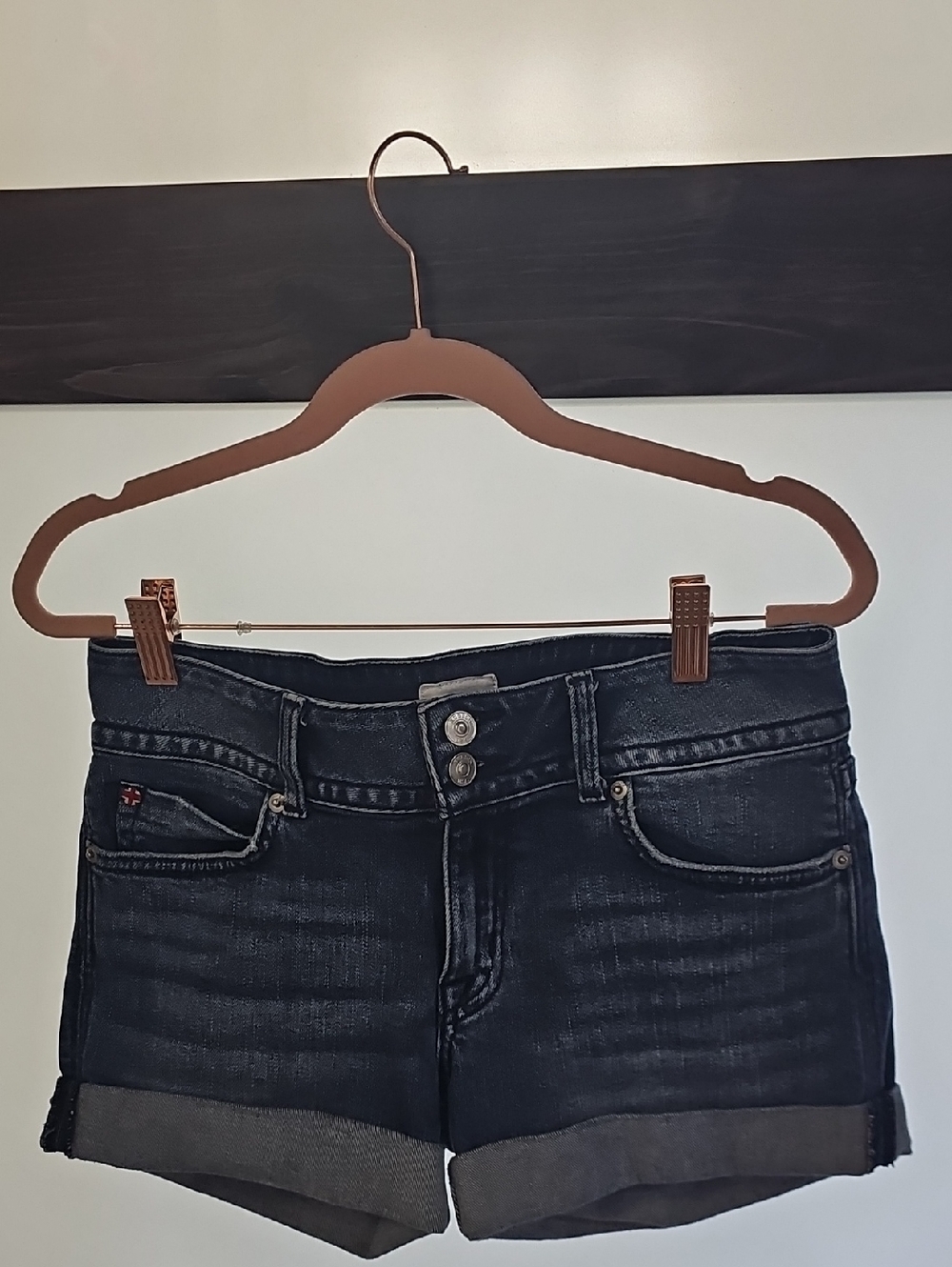 Hudson Jeans Indigo Blue Denim Shorts with Branded Button